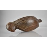 A Carved Wooden Water Drinking Bowl of Kharal Form , Boat Shaped with Buffalo Handle and Muridae