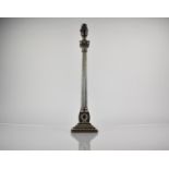 A Plated Corinthian Column Table Lamp on Square Vase, 43cms High