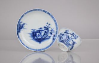 An 18th Century Chinese Porcelain Nanking Cargo Blue and White Tea Bowl and Saucer Decorated with