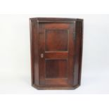 An 18th Century Oak Corner Cupboard with a Twin Panelled Door and Original Brass Hinges. 68cms
