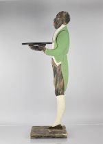An Early 20th Century Polychrome Painted Wooden Dumb Waiter, Modelled as a Butler Holding a