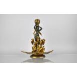 A French Empire Style Bronze and Ormolu Table Centre Modelled with Nude Supporting Candle Holder