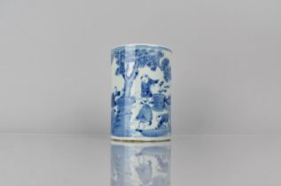 A Chinese Brush Pot decorated with Children in Garden Setting, 13.5cms High. Condition: Looks in