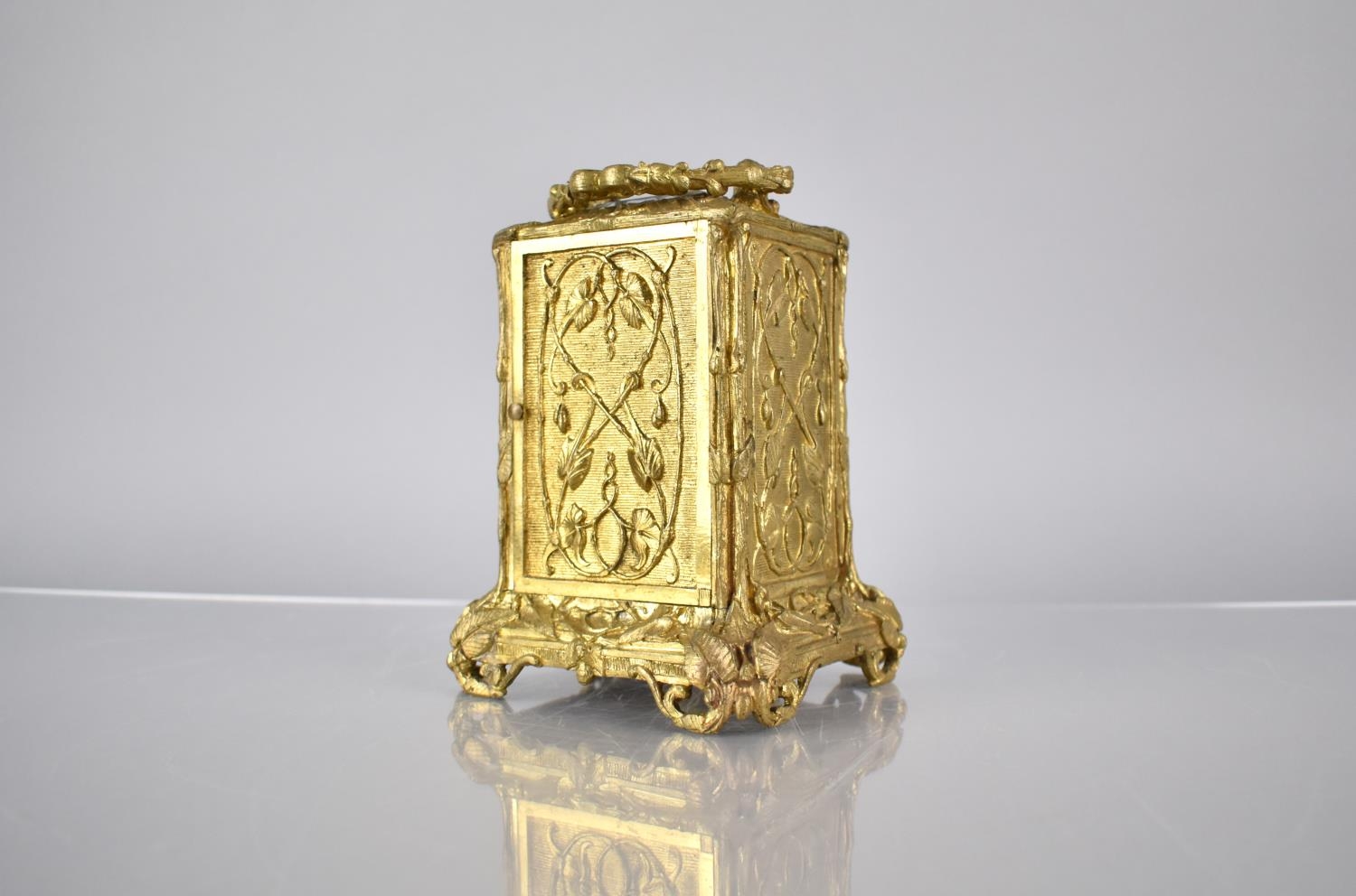 A Late 19th Century Gilt Brass Cased Carriage Alarm Clock by Hottot Paris, The Case with Moulded - Image 4 of 6
