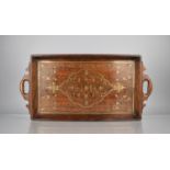 A Late 19th Century Anglo Indian Padouk Wood Tray Profusely Inlaid with Brass Scroll Decoration,