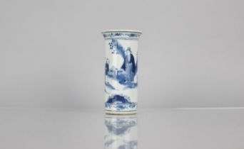 A 19th/20th Century Chinese Porcelain Blue and White Sleeve Vase with Flared Rim Decorated with