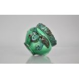 A Chinese Pottery Green Glazed Pot decorated in Relief with Dragon, 6.5cms High