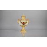 A Royal Worcester Blush Ivory Pedestal Vase decorated with Fruit and Leaves on White Ground, Body