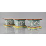 Three 19th Century Century Chinese Porcelain Stands/Plinths of Rectangular Form with Canted Edges