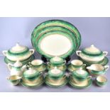 An Art Deco Clarice Cliff Bizarre Green Aura Pattern Part Dinner and Tea Set to Comprise Three