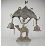 An Early 20th Century Middle Eastern Bronze/Brass Two Branch Table Lamp with Camel Support,