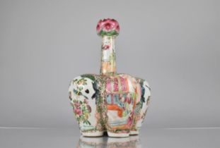 A 19th Century Chinese Porcelain Famille Rose Tulip Vase of Tradition form with Lappet Shoulders