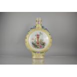 A 19th Century Chinese Porcelain Yellow Ground Famille Rose Moon Flask Decorated with Circular
