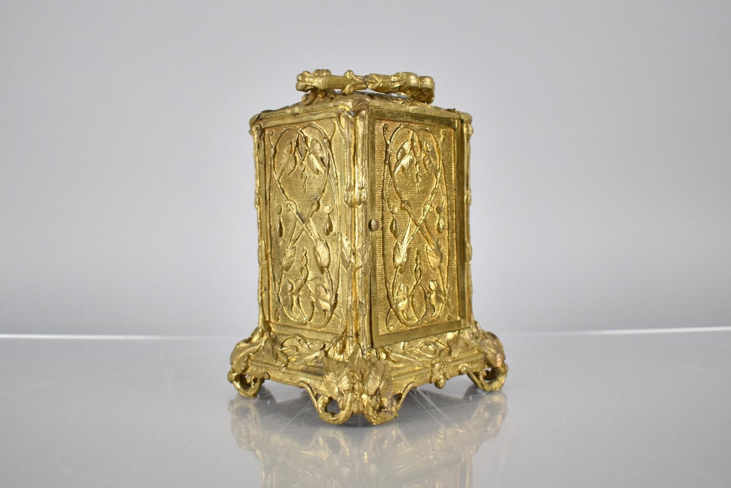 A Late 19th Century Gilt Brass Cased Carriage Alarm Clock by Hottot Paris, The Case with Moulded - Image 5 of 6