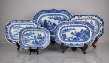 A Collection of Five Various 18th/19th Century Chinese Porcelain Blue and White Export Dishes, all