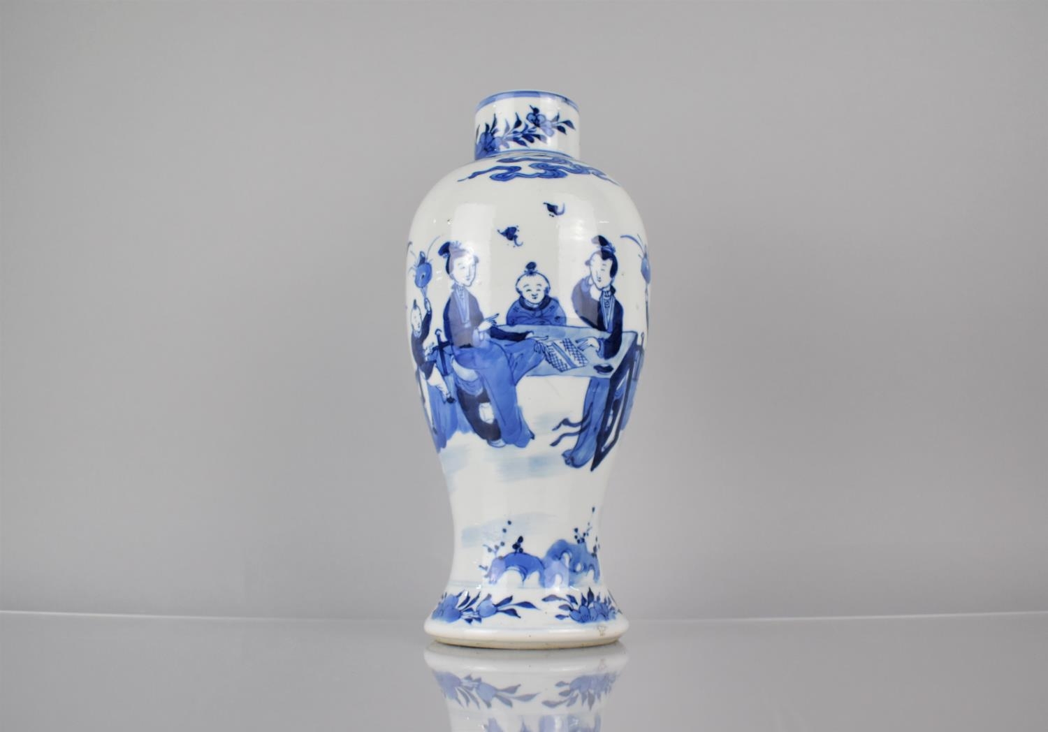 A Late 19th Century Chinese Porcelain Baluster Vase Decorated with Mother and Children in Garden