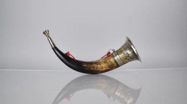 A 19th Century Hunting Horn, Made from Bovine Horn and Silver Plated Mounts, 37cm Long