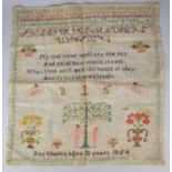 A 19th Century Sampler by Ann Rhodes Aged 10 Years, 1854, Well Worked with Alphabet Verse, Adam