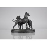 A Bronzed Study of Greyhounds on Oval Plinth Base, Modelled in Standing Position, 14x12cms High