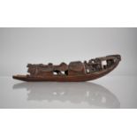 A 19th/20th Century Carved Bamboo Boat, 30cms Long