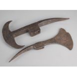 Two 18th Century Axe Heads, 28cms and 32cms High