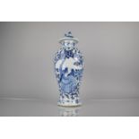 A 19th Century Chinese Porcelain Blue and White Baluster Vase and Cover Decorated with Quatrefoil