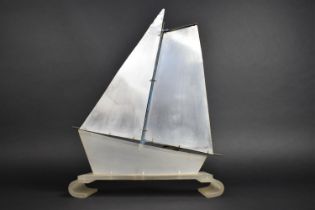 An Early 20th Century Art Deco Table Lamp in the Form of a Yacht with Aluminium Sails and Lucite