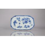 An 18th Century Chinese Blue and White Porcelain Platter of Rectangular form with Cated Edges