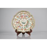 An 18th/19th Century Chinese Porcelain Famille Rose Medallion Shaped Galleried Dish Decorated in the