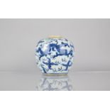 A Chinese Porcelain Blue and White Crackle Glazed Ginger Jar Decorated with Dragon and Phoenix