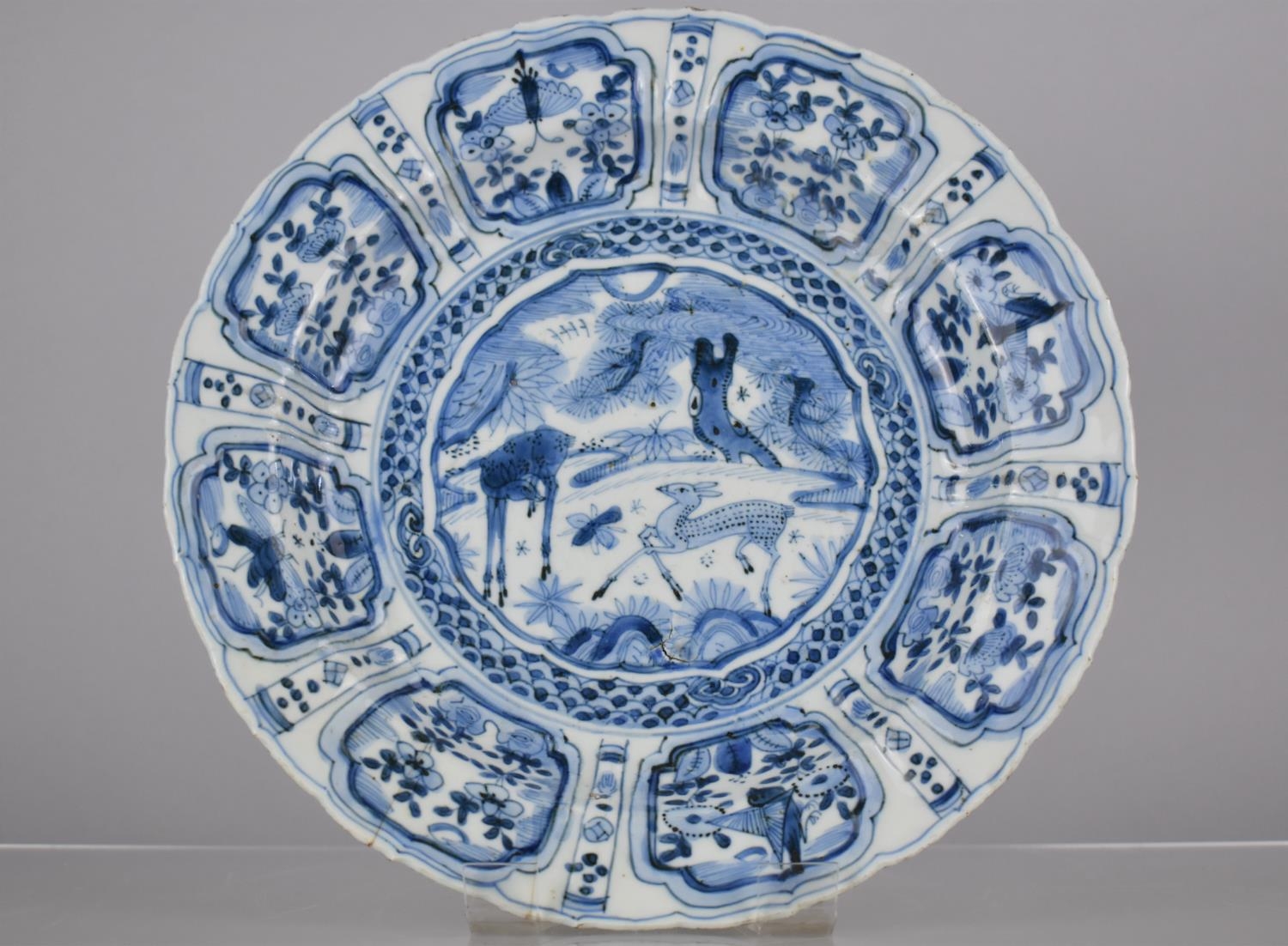 An Early Chinese Porcelain, Probably Kangxi Period (1662-1722) Blue and White Plate Decorated with - Image 2 of 4