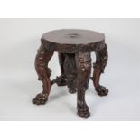 A 19th Century Anglo-Indian Padouk Wood Jardiniere Stand with a Solid Top Supported on Four