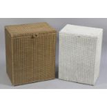 Two Rectangular Loom Linen Baskets