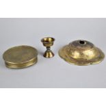 Three Bronze Items to Comprise Vase Top Mount, Stand and Measure