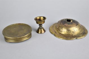 Three Bronze Items to Comprise Vase Top Mount, Stand and Measure