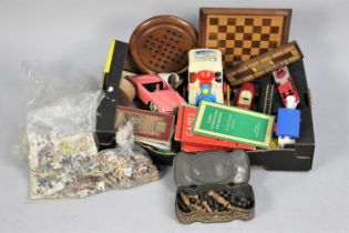 A Collection of Various Vintage Toys, Jigsaws, Road Maps, Chess and Solitaire Board Etc