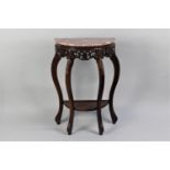 A Reproduction Marble Topped Demi-lune Console Table with Carved and Pierced Border and Extended