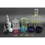 A Collection of Various 19th and 20th Plain and Coloured Glass to Comprise Tri Coloured Vase,