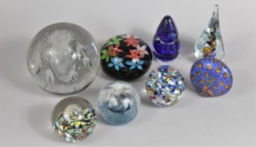 A Collection of Various Glass Paperweights to Include Large Bubble Glass Example, Caithness,
