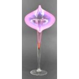 A Victorian Opaque Cranberry Glass Jack in the Pulpit Vase, 31cm high