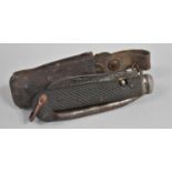 A WWI Military Issue Style Jack Knife with Marlin Spike and Can Opener by J Clarke and Sons, Leather