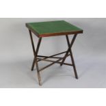 A Mid 20tjh Century Folding Beize Top Whist Table, 60cms Square