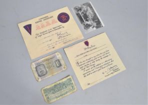 A Collection of Military Printed Ephemera to include Bank Notes, Photographs, Good and Loyal Service