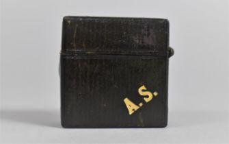 A Late 19th/Early 20th Century Leather Covered Travelling Vesta Case Monogrammed AS, 4.25cms Square