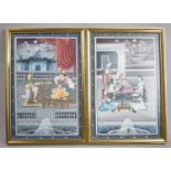 Two North Indian Painting of Dignitaries with Hareem, Each 18x28cms