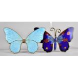 Two Enamel on Copper Brooches in the form of Butterflies, 6.5cm wide