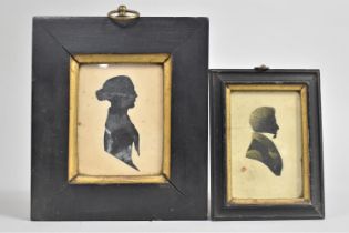 Two Early 19th Century Framed Miniature Silhouettes, Army Officer and Young Lady