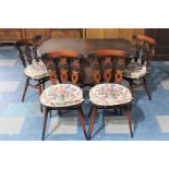 A Set of Four Ercol Mid 20th Century Fleur-De-Lys Backed Dining Chairs Together with Drop Leaf Table