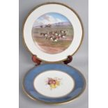 A Mintons Hunting Scene Plate Together with a Wedgwood Plate with Central Basket of Fruit and