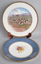 A Mintons Hunting Scene Plate Together with a Wedgwood Plate with Central Basket of Fruit and